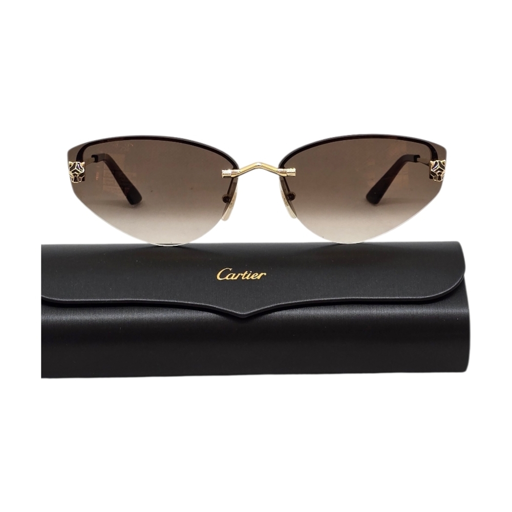 Cartier Gold and Brown Sunglasses